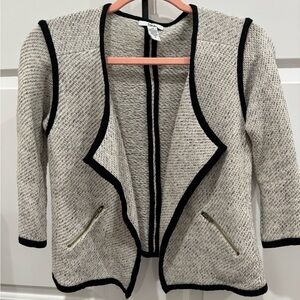 Women's Black and White Open Front Sweater - very good condition.
